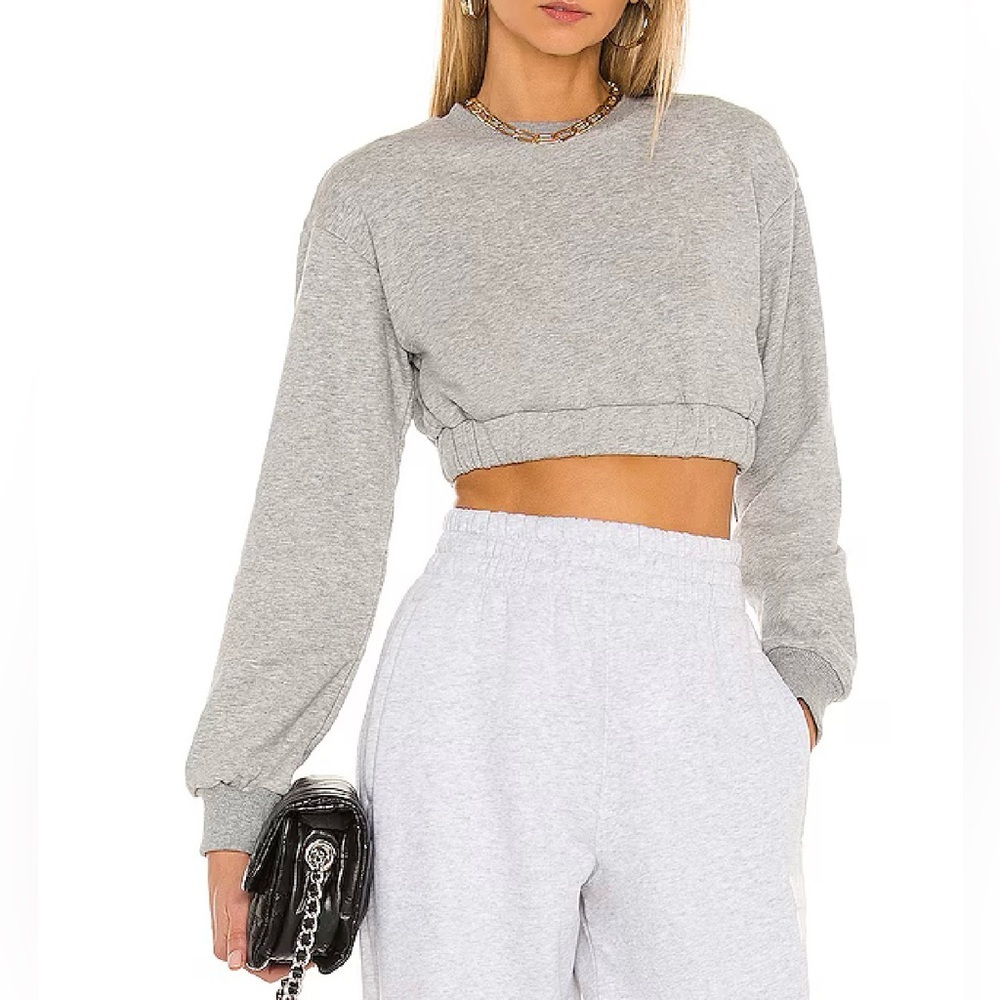 Superdown Light Gray Richie Cropped Sweatshirt - Size M